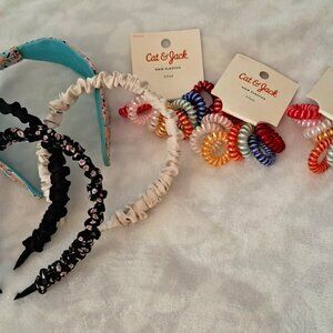 Hair bands and telephone cord hair ties